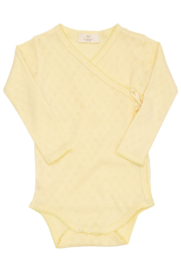 Pointelle Heart Crossover Body LS - Pale Yellow