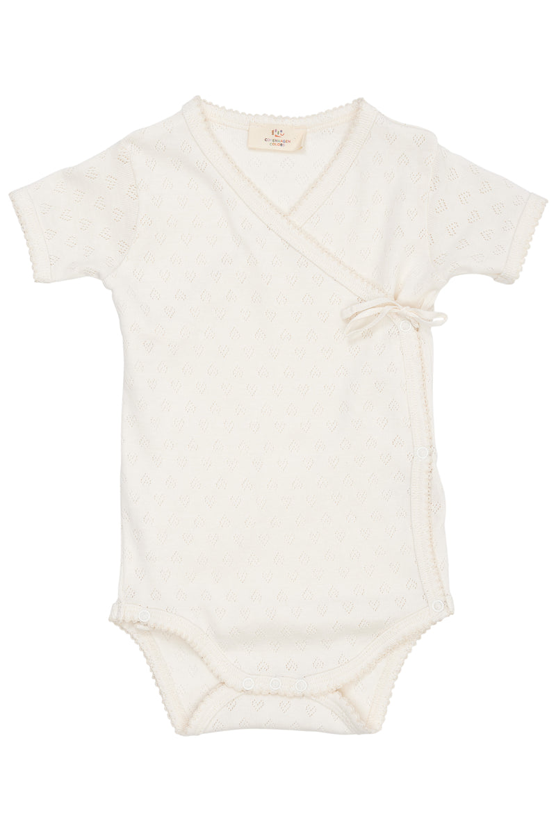 Pointelle Cross Over Body SS - Cream