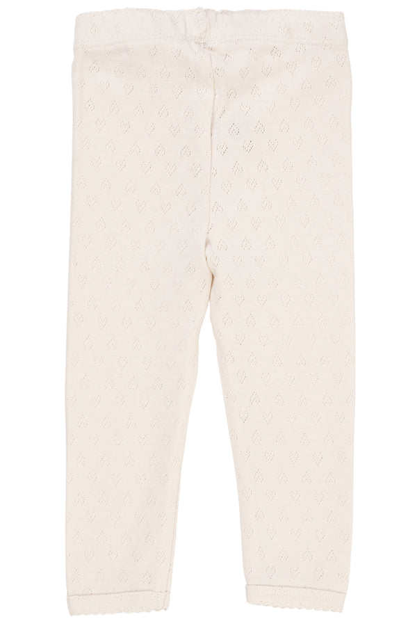 Pointelle Heart Leggins - Cream