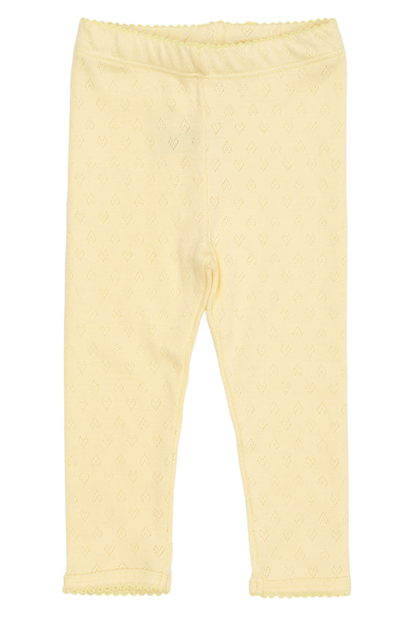 Pointelle Heart Leggins - Pale Yellow