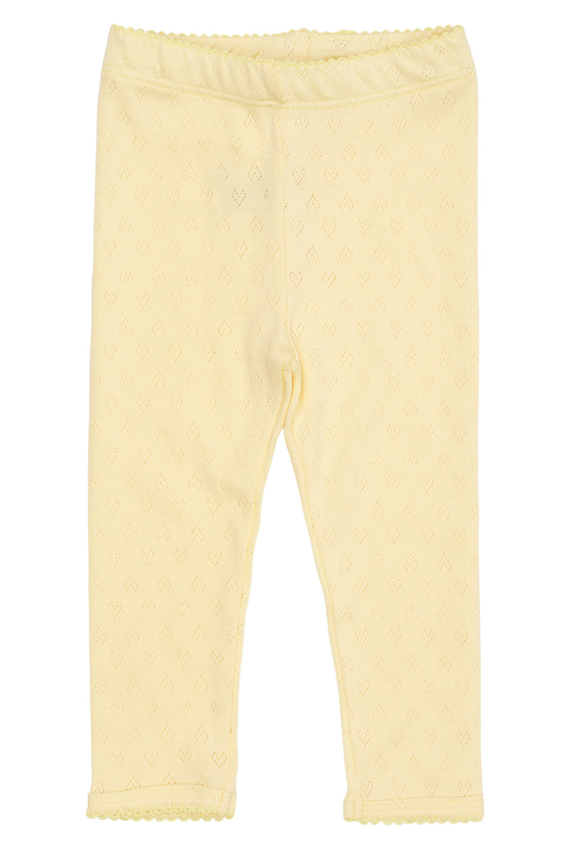 Pointelle Heart Leggins - Pale Yellow