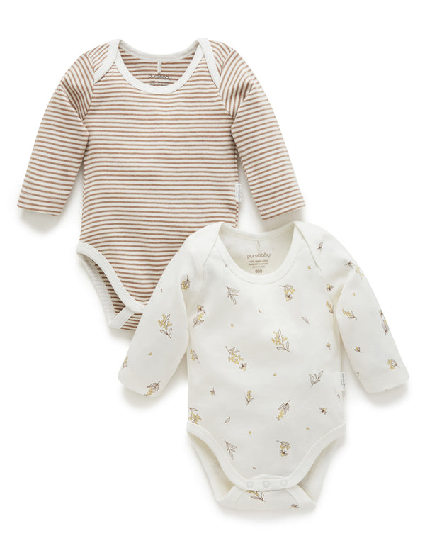 Easy Neck L/S Bodysuit 2 pack - Wattle Bee Pack