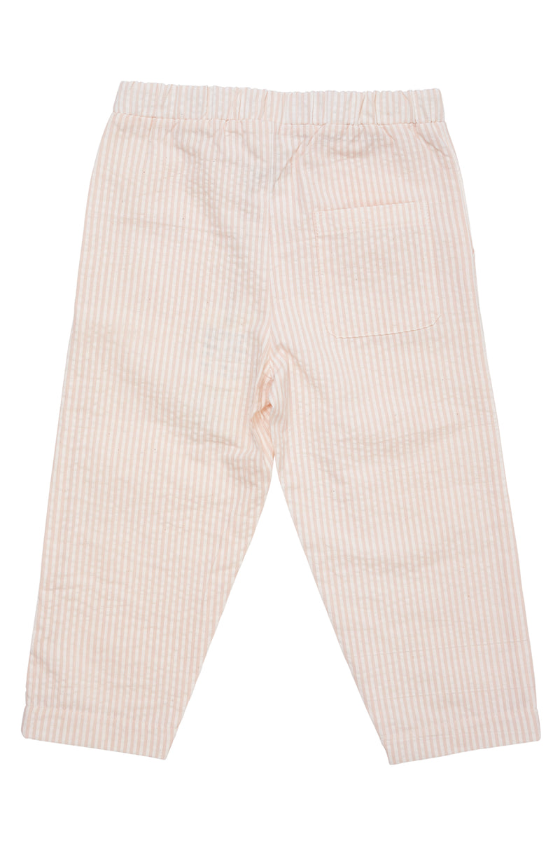 Seersucker Pants - Dusty Rose With Cream Stripe