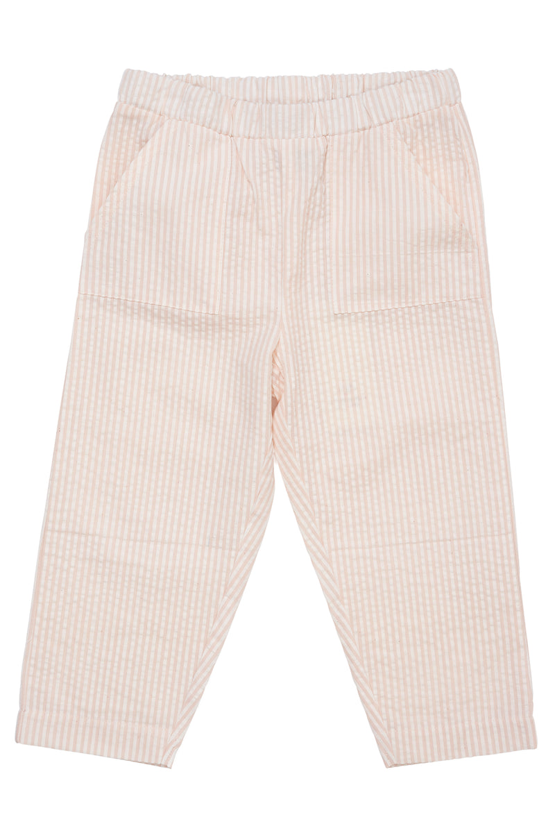 Seersucker Pants - Dusty Rose With Cream Stripe