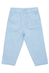 Seersucker Pants - Sky Blue With Cream Stripe