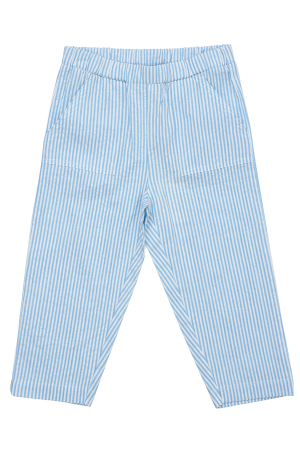 Seersucker Pants - Sky Blue With Cream Stripe