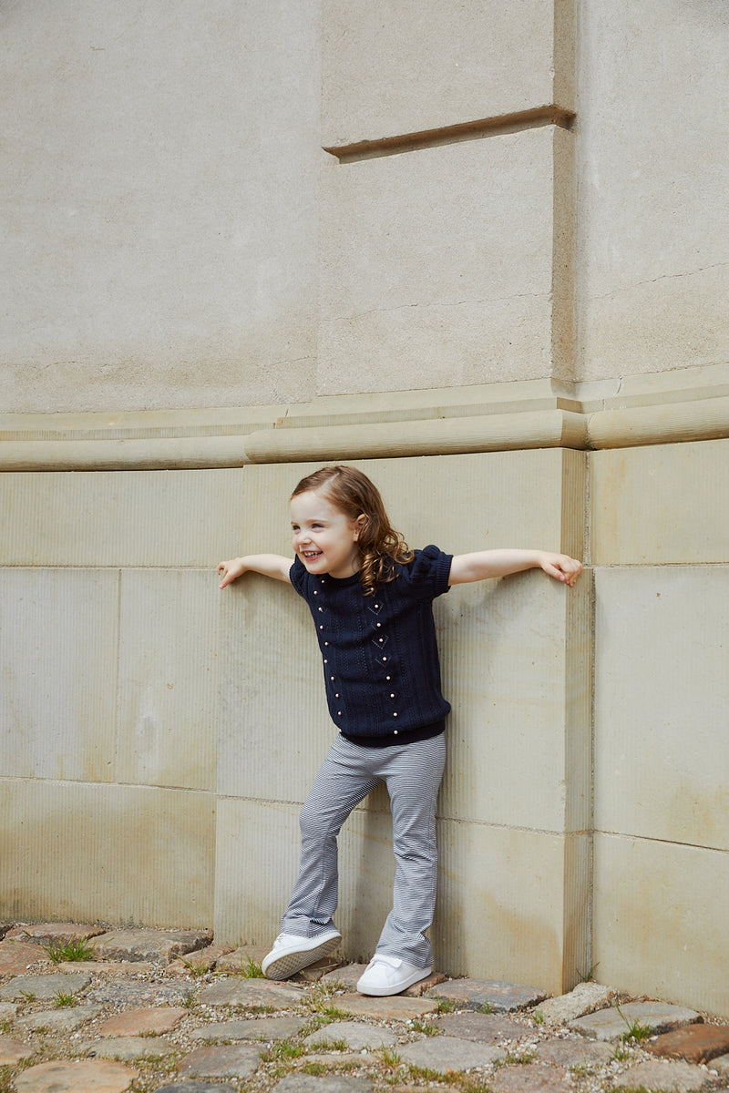 Striped Flare Pant - Navy / Cream Stripe