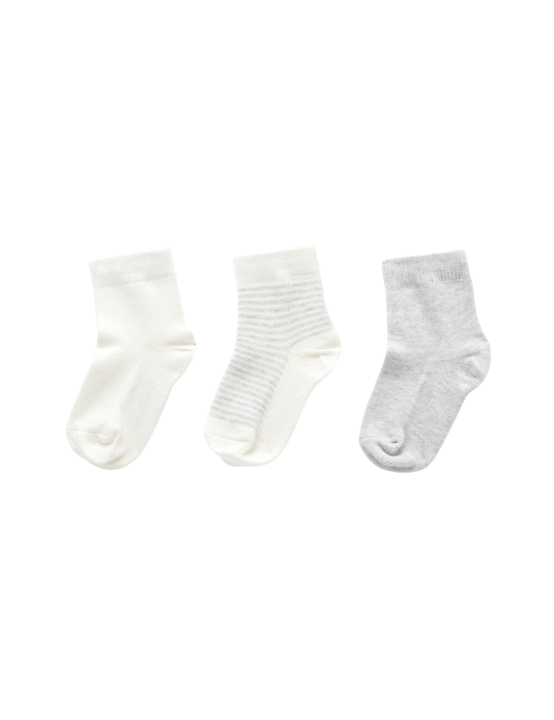 Purebaby 3 Sock Pack - Pale Grey Melange