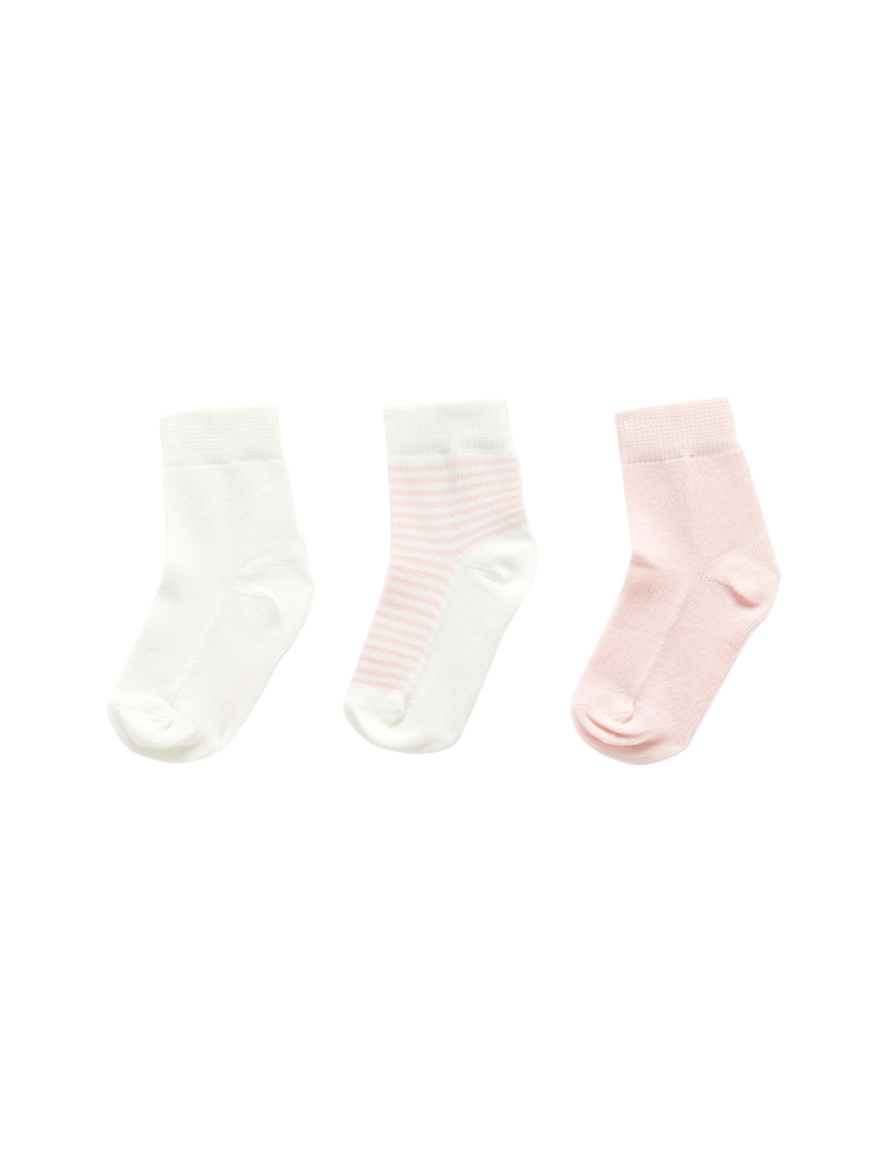 Purebaby 3 Sock Pack - Pale Pink Melange