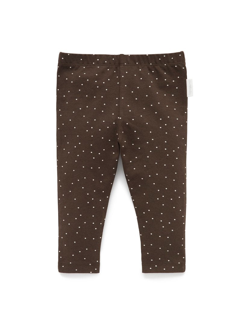 Purebaby Basic Legging - Chocolate Melange Spot