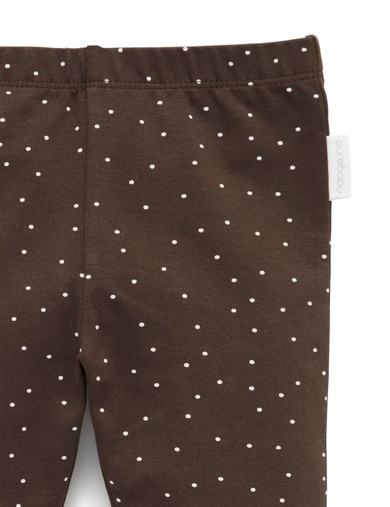 Purebaby Basic Legging - Chocolate Melange Spot