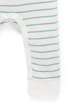 Purebaby Bear Family Growsuit - Sage Melange Stripe