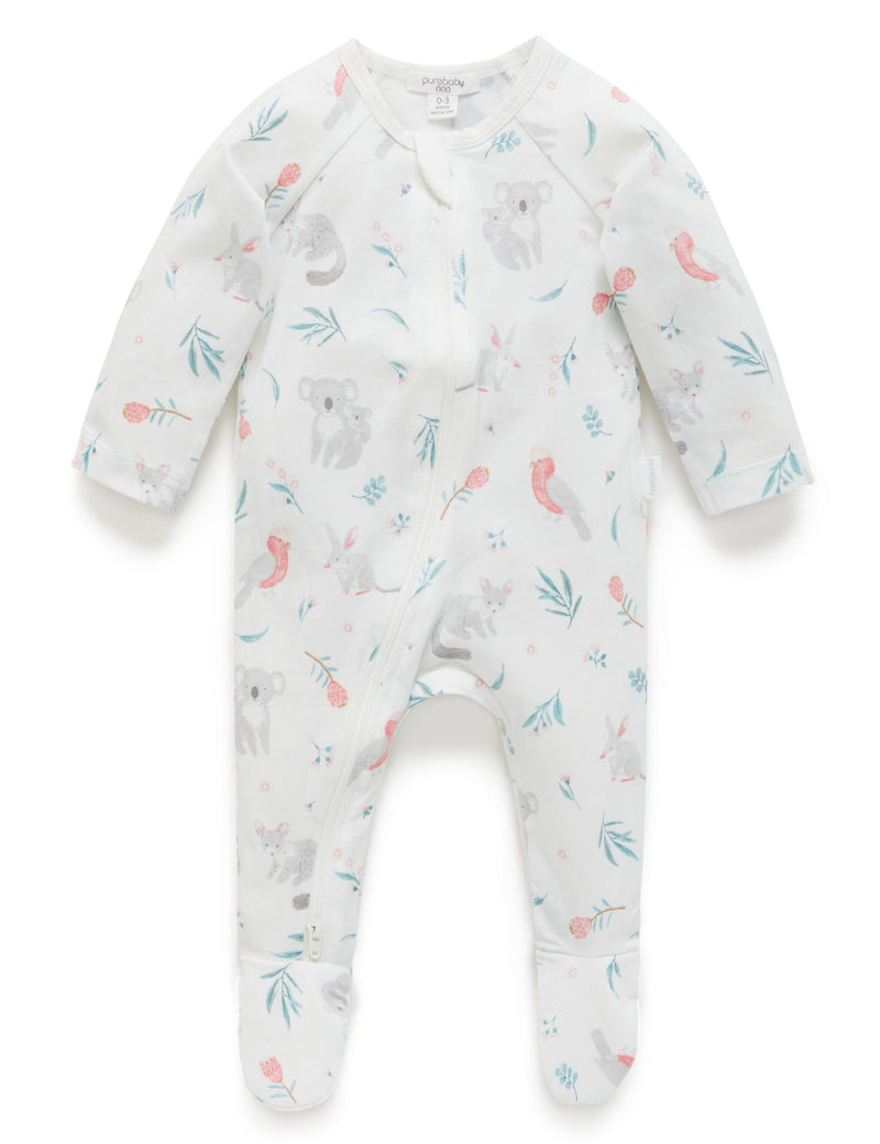 Purebaby Zip Growsuit - Blossom Friends