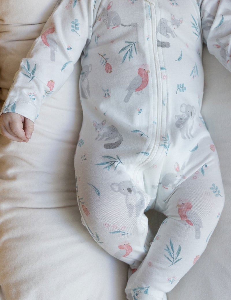 Purebaby Zip Growsuit - Blossom Friends