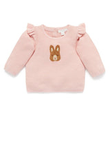 Purebaby Bunny Jumper - Wild Rose Melange