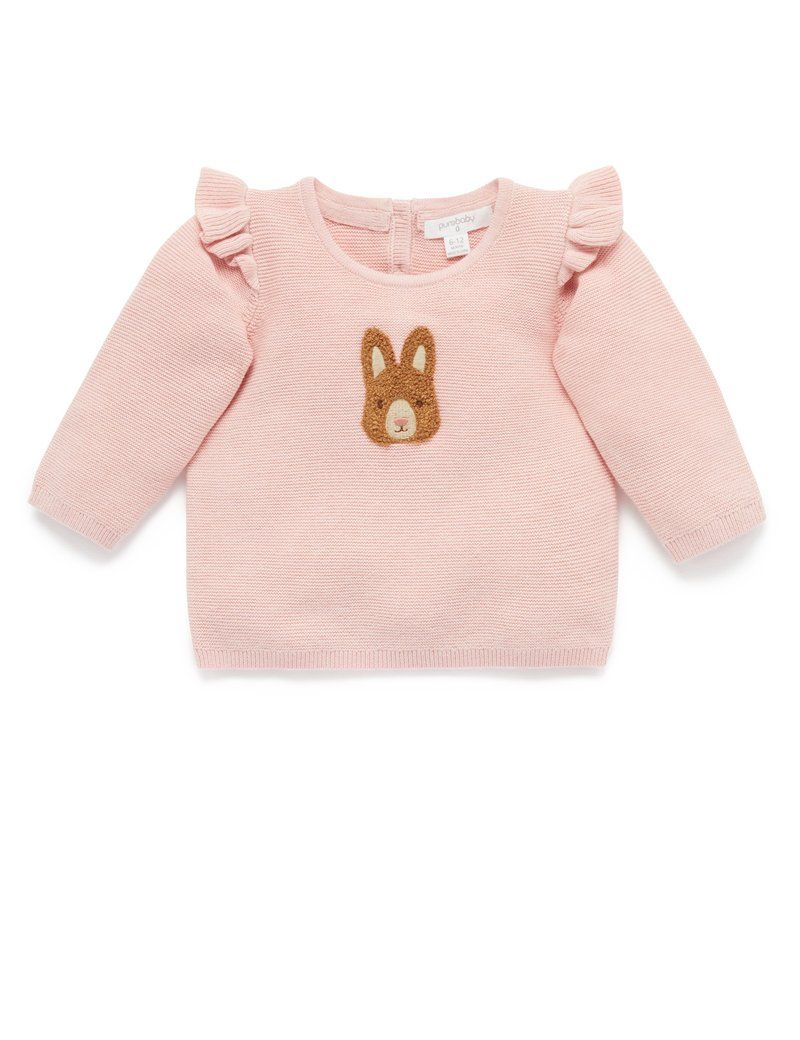 Purebaby Bunny Jumper - Wild Rose Melange