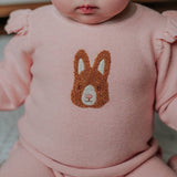 Purebaby Bunny Jumper - Wild Rose Melange