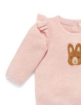 Purebaby Bunny Jumper - Wild Rose Melange