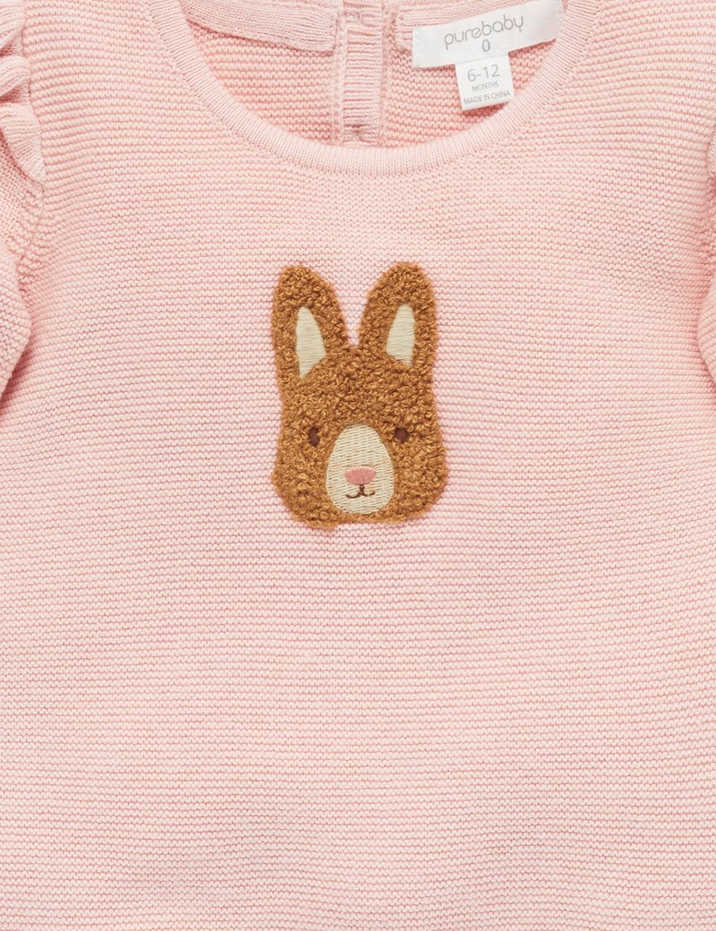 Purebaby Bunny Jumper - Wild Rose Melange