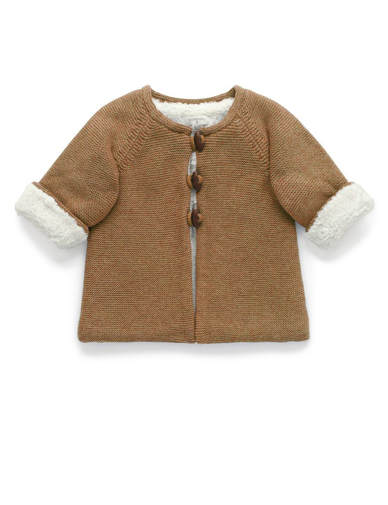 Purebaby Cosy Lined Cardigan - Maple Melange