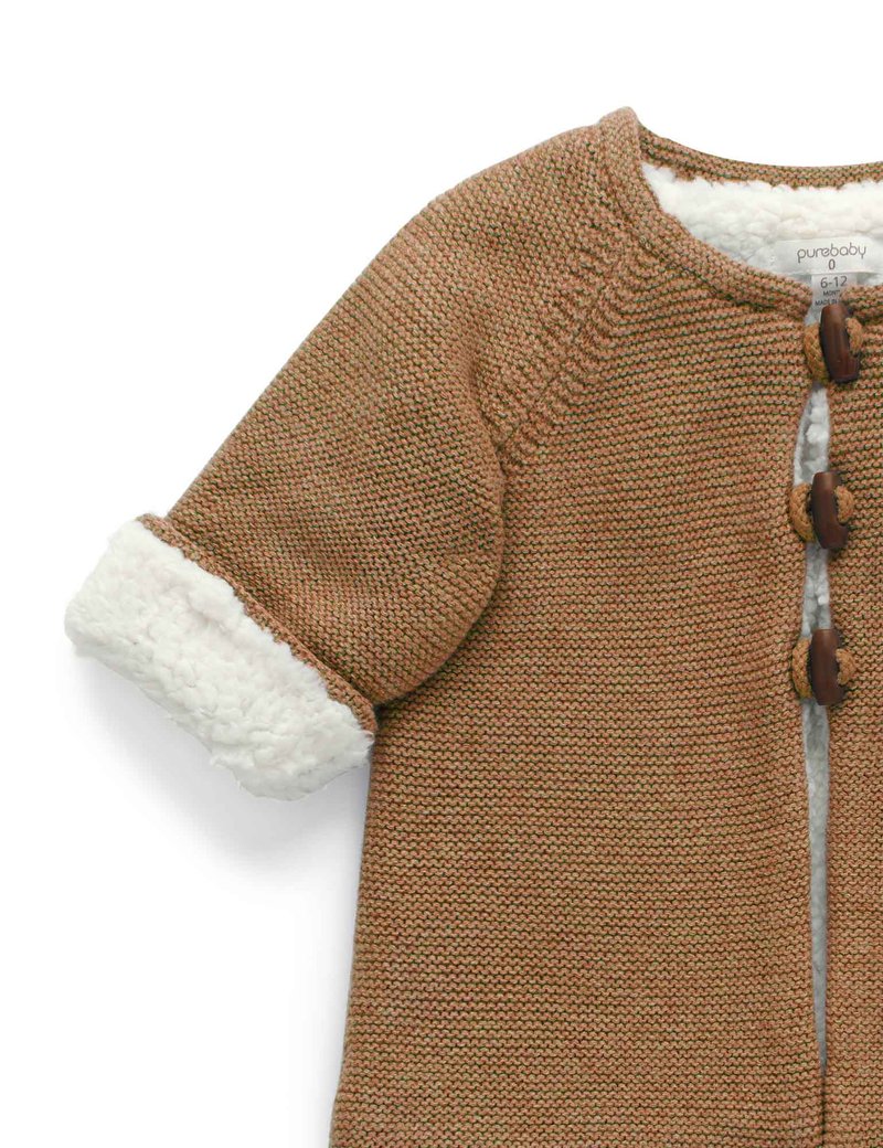 Purebaby Cosy Lined Cardigan - Maple Melange