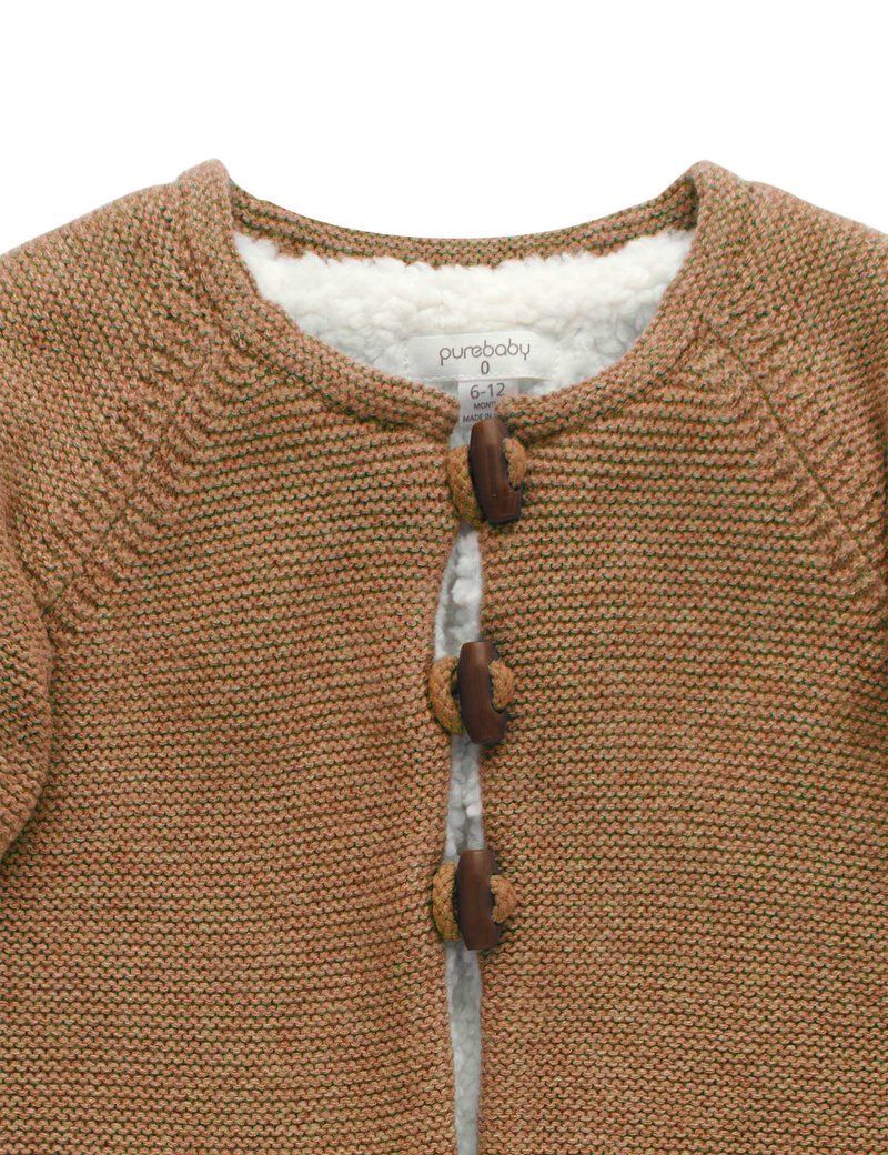 Purebaby Cosy Lined Cardigan - Maple Melange