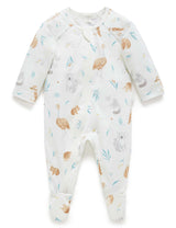 Purebaby Zip Growsuit - Eucalyptus Friends