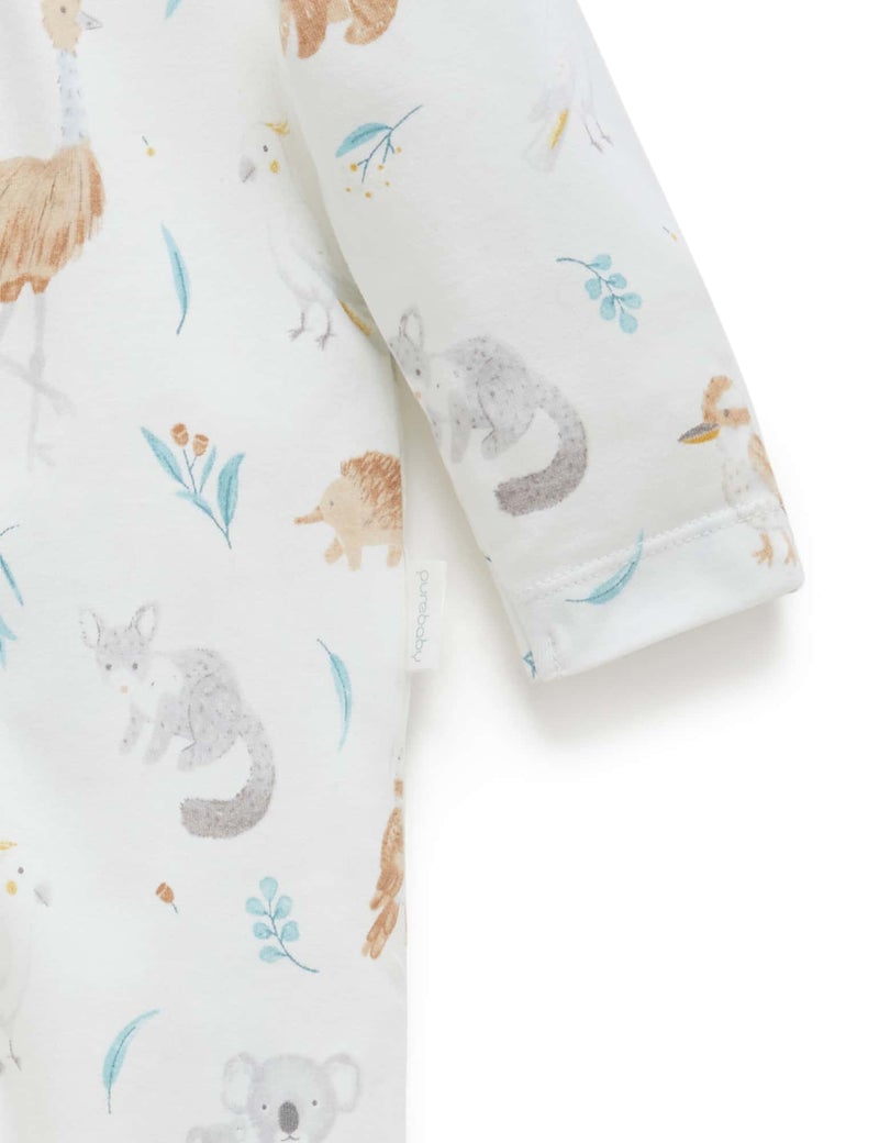 Purebaby Zip Growsuit - Eucalyptus Friends