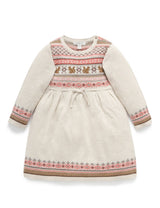 Purebaby Forest Knitted Dress - Squirrel Fairisle