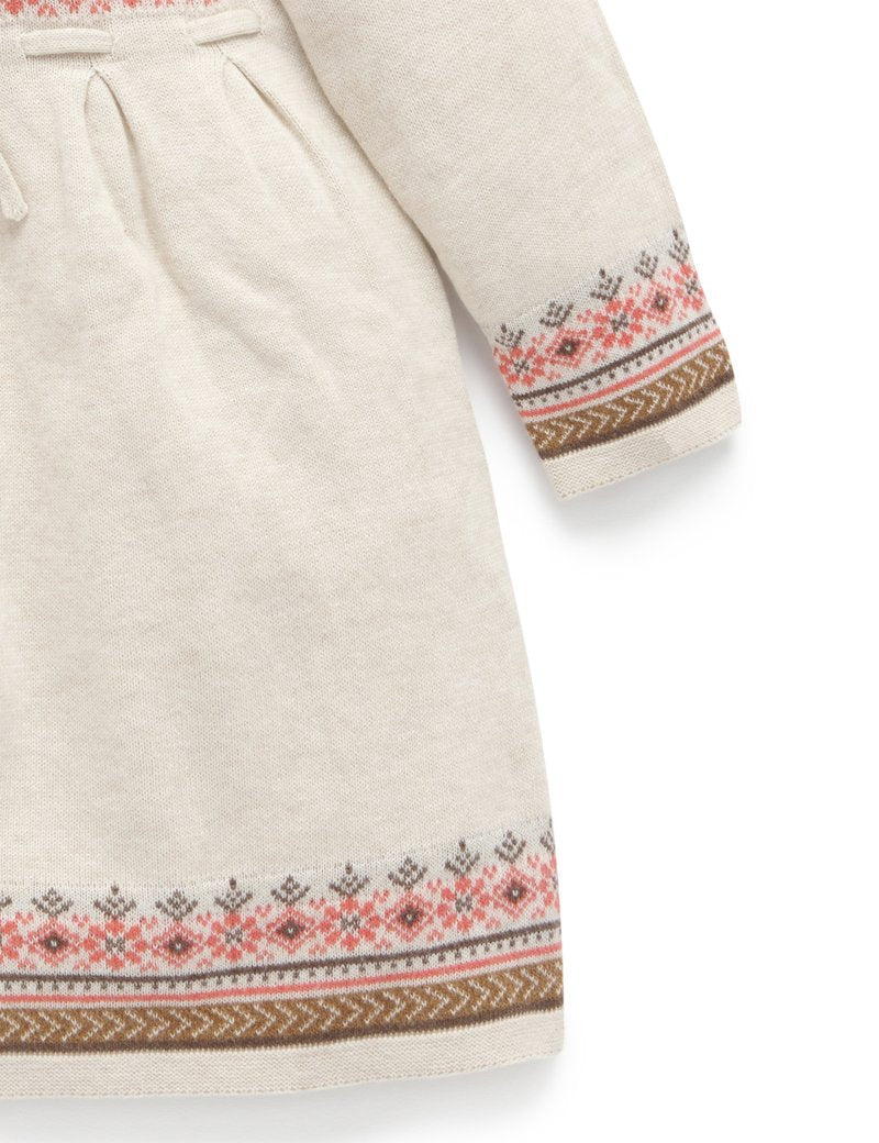 Purebaby Forest Knitted Dress - Squirrel Fairisle