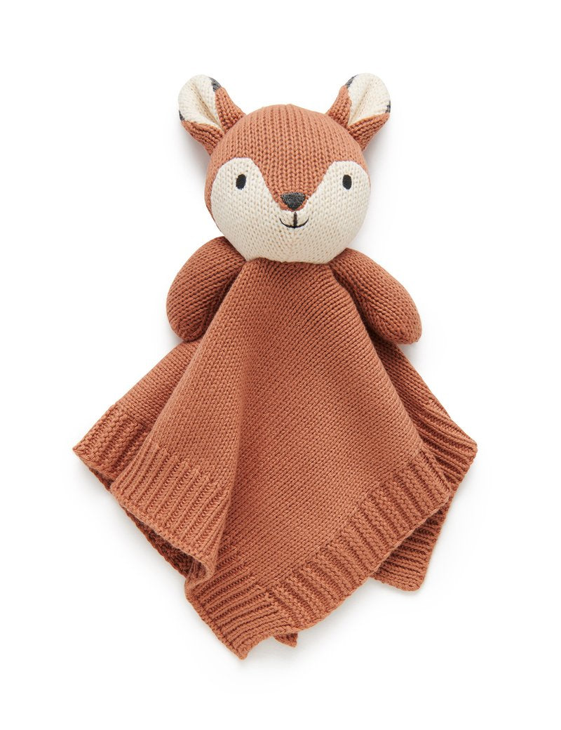 Purebaby Knitted Fox Comforter - Maple