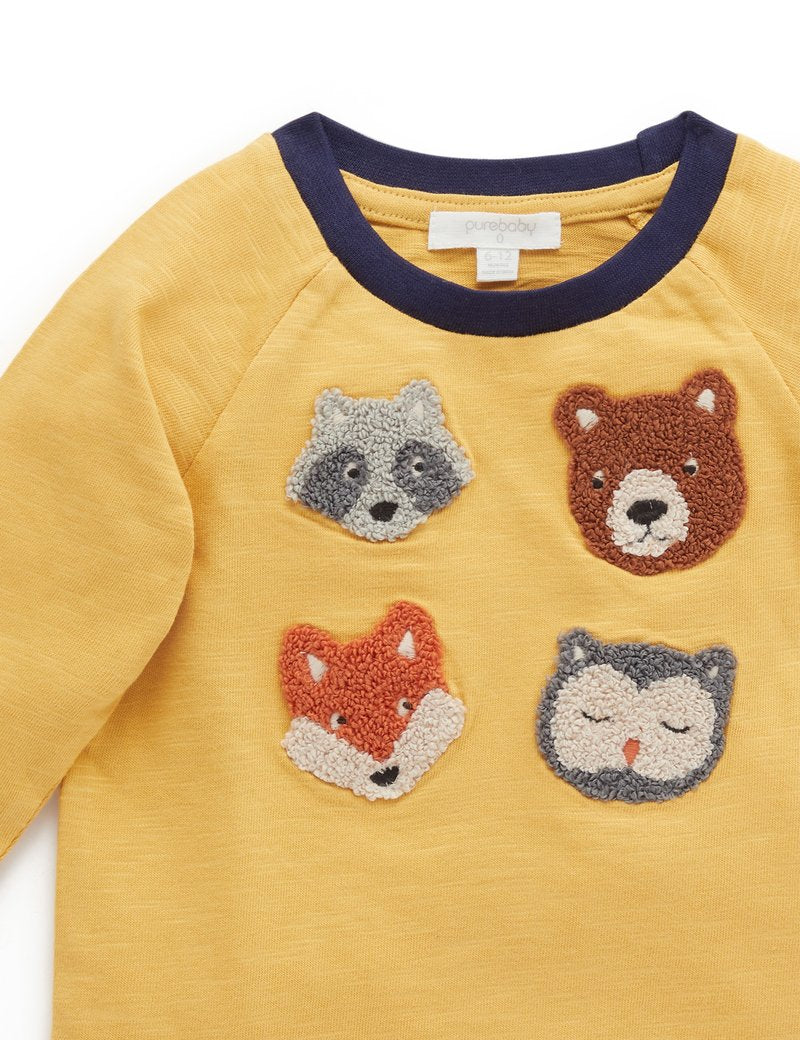 Purebaby Furry Friends L/Slv Tee - Golden