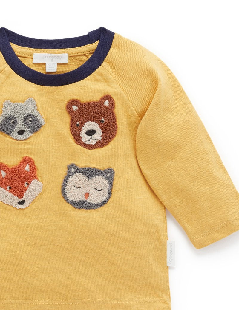 Purebaby Furry Friends L/Slv Tee - Golden