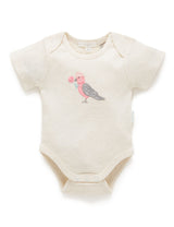 Purebaby Easyneck Bodysuit - Wheat Stripe Galah