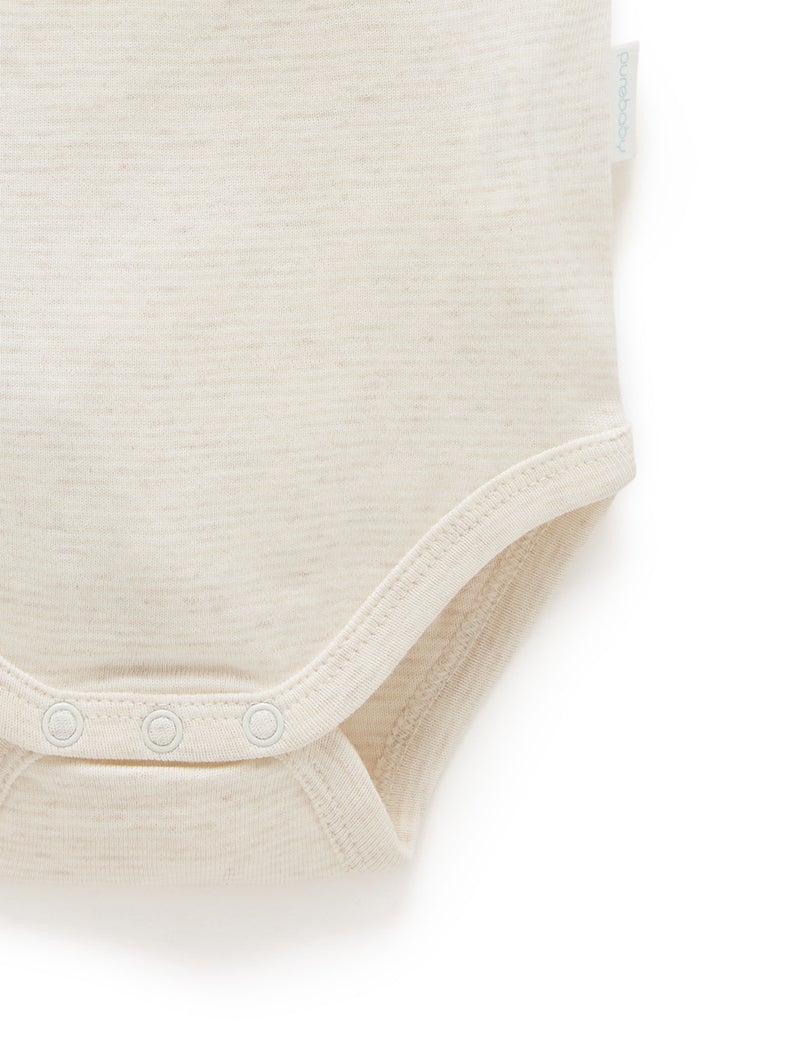 Purebaby Easyneck Bodysuit - Wheat Stripe Galah