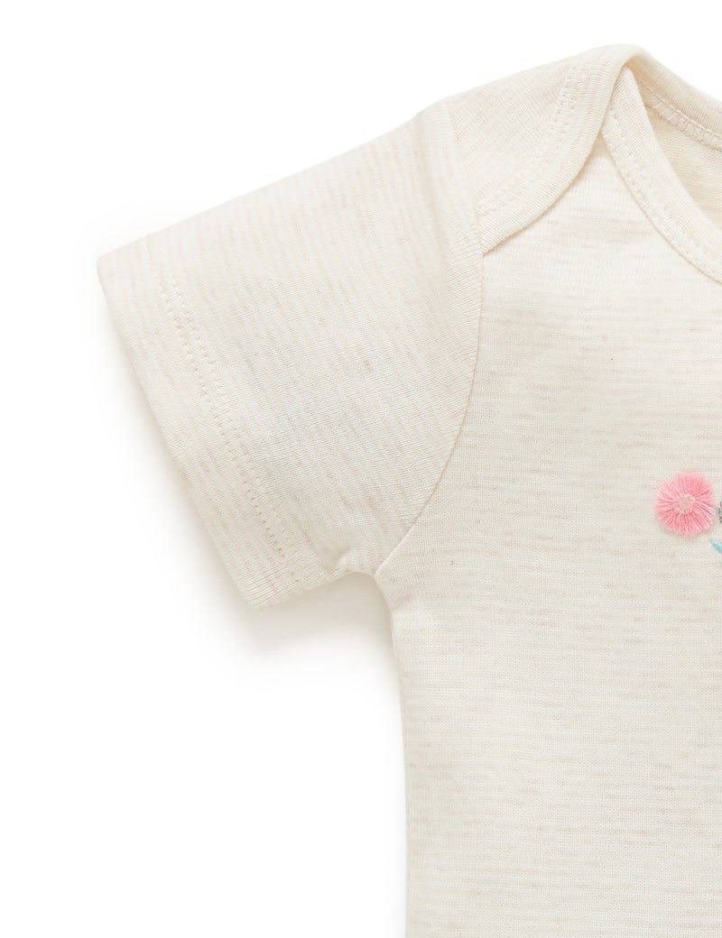 Purebaby Easyneck Bodysuit - Wheat Stripe Galah