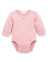 Purebaby Rib Henley Bodysuit - Dusty Rose