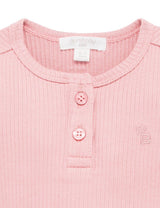 Purebaby Rib Henley Bodysuit - Dusty Rose