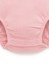 Purebaby Rib Henley Bodysuit - Dusty Rose