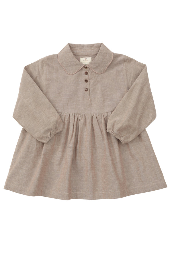 Chambray Dress With Collar - Nougat