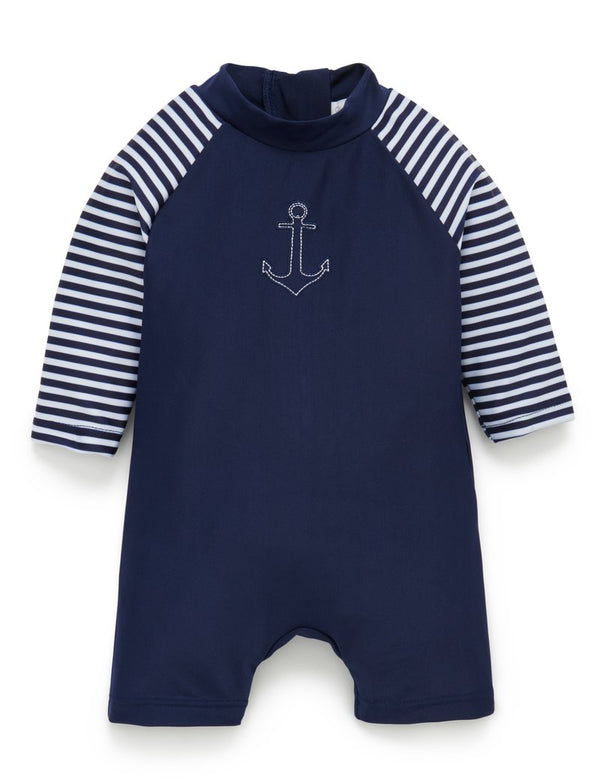 Purebaby L/S Sunsuit - French Navy