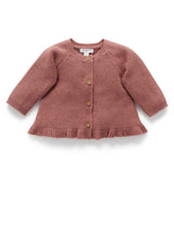 Ruffle Cardigan - Prune Melange