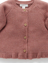 Ruffle Cardigan - Prune Melange