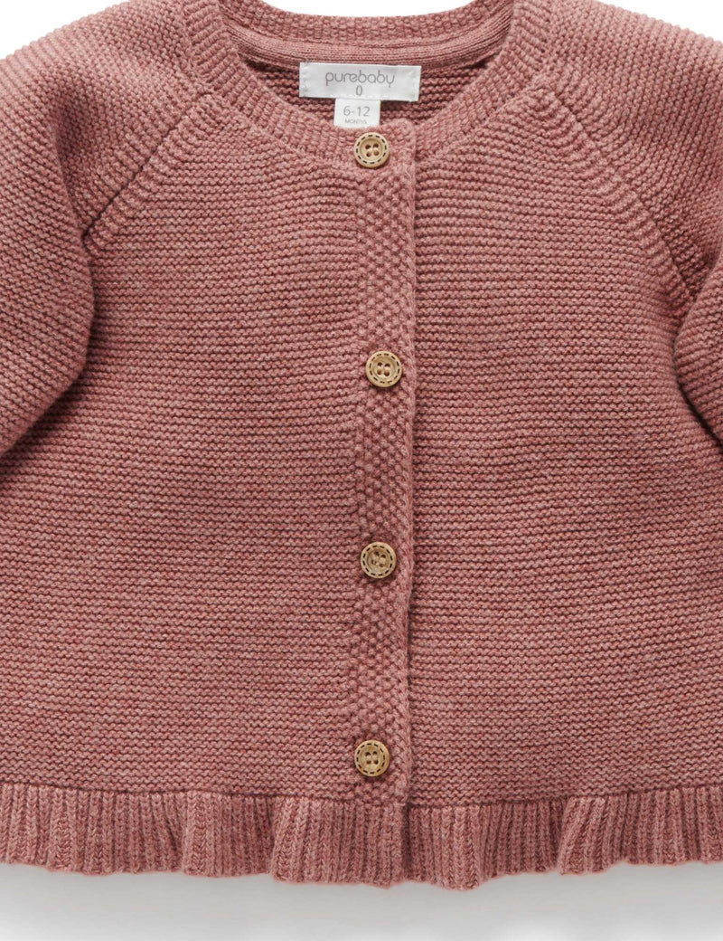 Ruffle Cardigan - Prune Melange