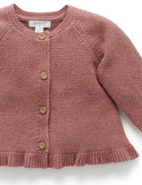 Ruffle Cardigan - Prune Melange