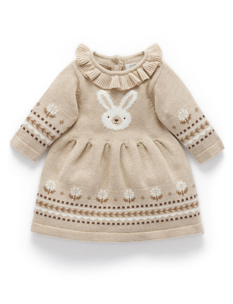 Bunny Knitted Dress - Biscuit Melange