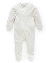 Zip Growsuit - Wheat Melange Stripe