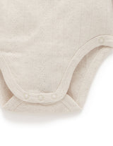 Ess Pointelle LS Wrap Bodysuit - Wheat Melange