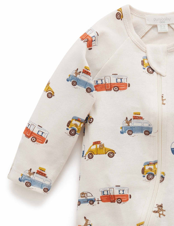 Printet Zip  Growsuit - Road Trip Print