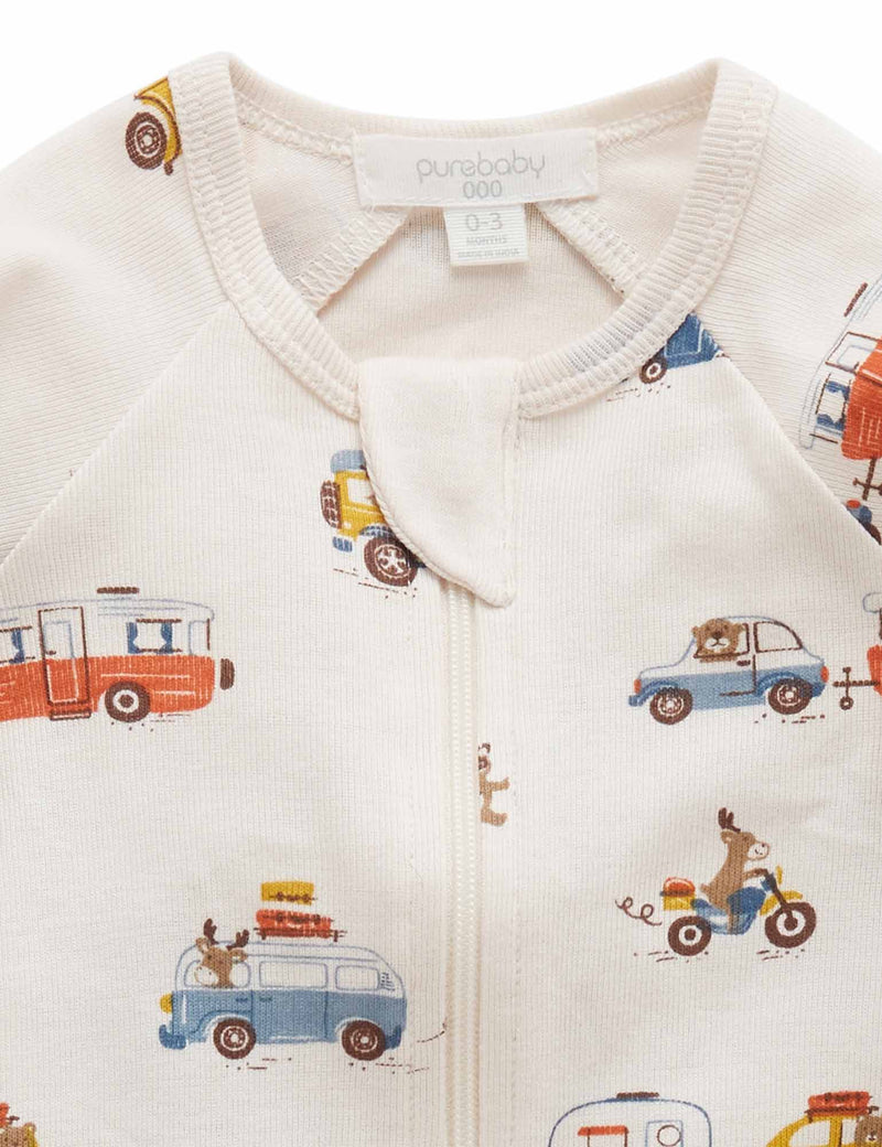 Printet Zip  Growsuit - Road Trip Print